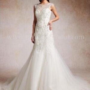Jasmine Illusion Neckline Wedding Dress.